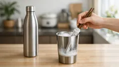 水筒の底の茶渋、スポンジが届かない問題は水切りネット＋割り箸で解決